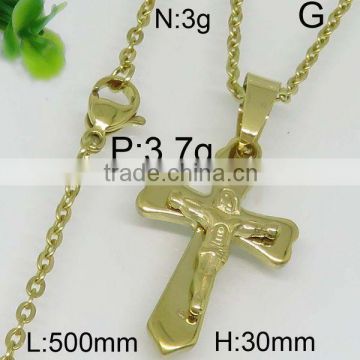 Manufacture cross shape saudi style gold plating necklace