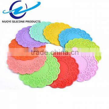 Colorful Flowers Large Size Silicone Placemat Cup Mat Round Heat Insulation Pad Table Placemat photo-6