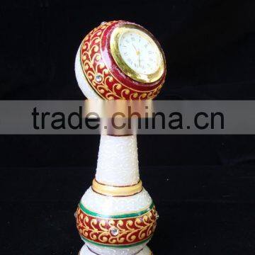 Indian Marble Piller Watch Clock Handicraft Gift Decor Painting Handmade Jaipur Rajasthani gift