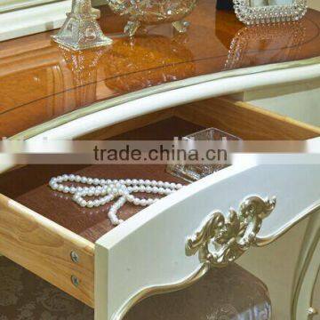 Palace Princess Desser and Stool, Wood Carved Dressing Table and Chair, European Bedroom Furniture Dresser Set (BF01-ML032) photo-5