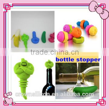 2014 Free sample Funny Cartoon Christmas Gift Silicone bottle stopper