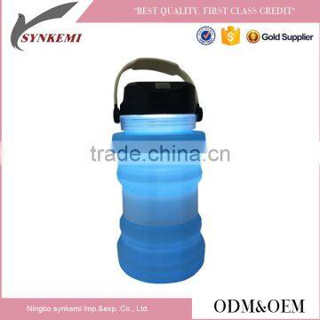 Outdoor foldable silicone water bottle with led light