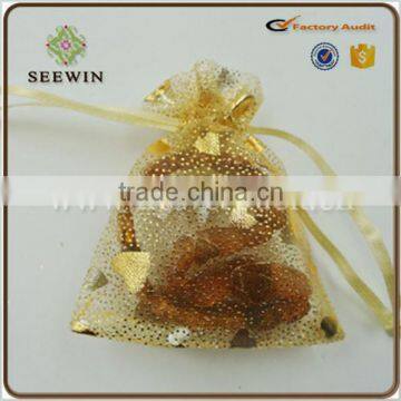 Custom Golden Gift Fabric Printing Organza Bag photo-2