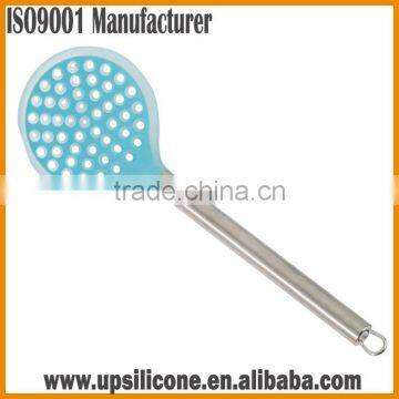 Food Grade Silicone Kitchen Cooking Skimmer With Stainless Steel Plastic Handle photo-2