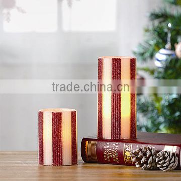 S/2 Glittering Wax Candles Flameless LED Christmas Candles