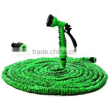 garden expandable hose with 7 pattern plastic spray nozzle and quick hose connector