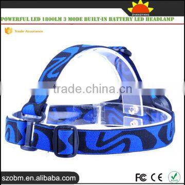 High Power Long Range 1800Lm Headlamp 3 Mode Rechargeable Led Headlamp Camping Light photo-3