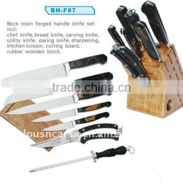 9pcs stainless steel kitchen knife set with block