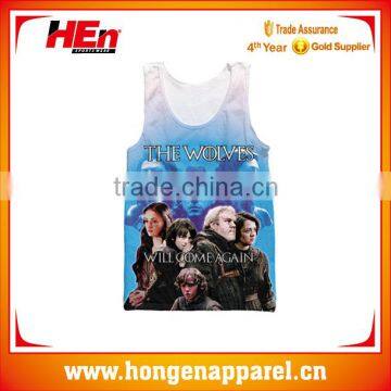 Sublimation printed gym dri fit unseix tank top OEM factory /custom training vest tank top