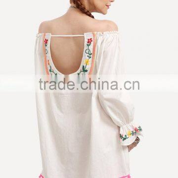 Pompom Dress Women Sexy off Shoulder Summer Beach New Dress photo-4