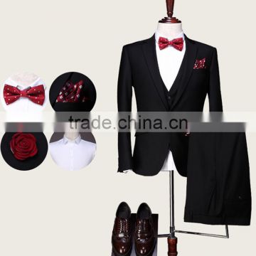 2017 latest design groom wedding suits wholesale tuxedo high quality slim fit 3 pieces set one button notch lapel