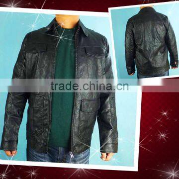 Wholesale Mens PU Jacket leather coat stocklots with big discount 130906h