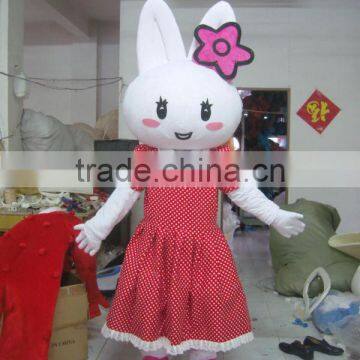 Cute Girl Dress Rabbit Mascot Costume/Fur Rabbit Mascot Costume