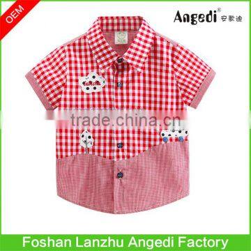 Fancy Design Baby Boys Plaid Shirt With Embroidered Applique Patch Work Baby Clothing photo-3