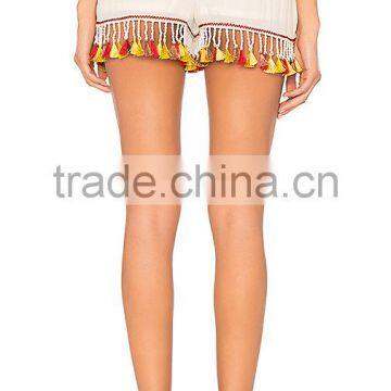 MGOO Latest Design Blank Women Chiffon Shorts Custom Your Logo Casual Shorts With Tassels photo-4