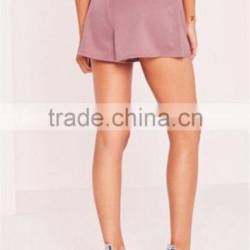 High Waist Women Plain Pink Satin Shorts Lilac Wholesale High Quality photo-2