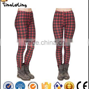 Bulk Custom Wholesale Elegant Cheap White Black Check Pattern Lattice Print High Waist Slimming Baggy Fat Women Hiking Pants