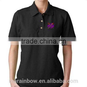 black 100% pre-shrunk ring spun cotton womens polo shirt custom embroidered pique cotton polo shirt white wholesale