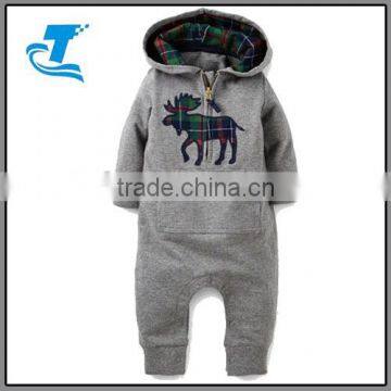 Winter half zip long sleeve baby wear OEM unisex grey baby romper