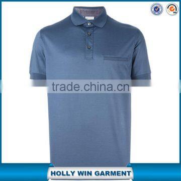 China factory royal blue dry fit polo shirt with front pocket for men