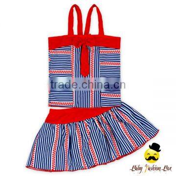 Summer Children Cute Short Dress Strap Striped Young Girl Swimwear Beach Pink Skirt photo-4