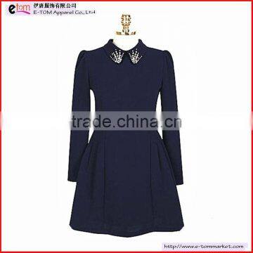 EW1681 Long Sleeves Chiffon Short Skater Dress with Braid
