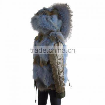 Myfur Fashion Adults Unisex Parka With Wolf Fur Lining Dyed Raccoon Fur Hooded Collar photo-6