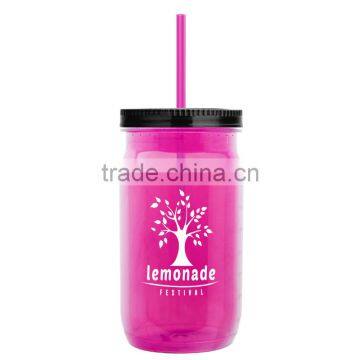 USA Made 27 oz Tritan Mason Jar With Screw-On Lid and Straw - Measurements Molded Into Side of Jar and Comes With Your Logo photo-3