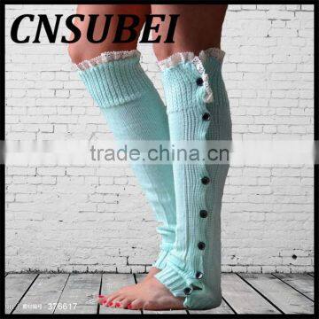 2016 Winter Christmas New Knitting Buttons Lace Boot Liner Acrylic Length Socks Thermal Women photo-6
