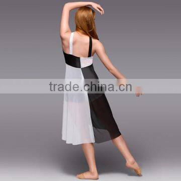 2015 Girl's Elegent Long Ballet Dance Tutu-contemporary &Lyrical Black and White Chiffon Dress photo-2