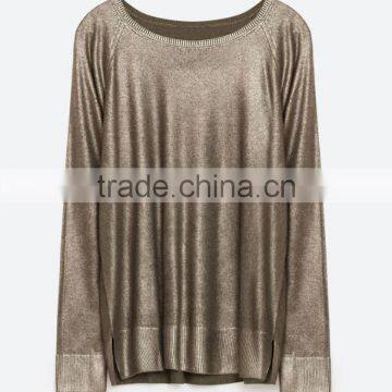 Women's Metallic Yarn Mondren Knitting Loose Sweater With High Quality photo-6