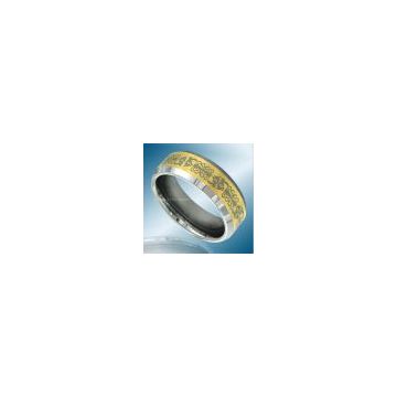 Dragon Laser Gold Tungsten Ring Flat Style  Hot Sales