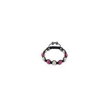 High quality 10mm Hematite Crystal Bangle Bracelets with white & dark pink crystal beads