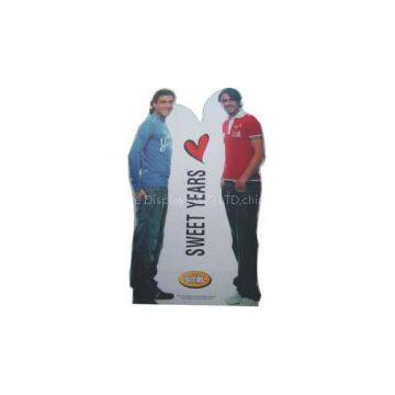 Portable folding and assembling varnish human shape Standee Display with roll up screen