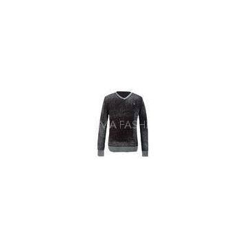 European style Black full sleeve Mens Knitted Sweaters with V Neck for Boys