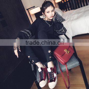 B22679A Korea Women Lace Stitching Nail Bead Blouse Hoodies photo-5