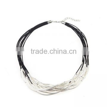 2015 fashion metal chain necklace Multi-layer necklace with wax line