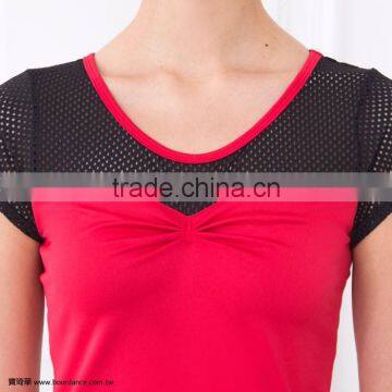 Women Coolmax Mesh Front Gathered Tee Fitness Clothing photo-3