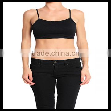 Seamless Cross Strap Back SPORTS BRA TANK TOP Stretch Bandeau Cami black color