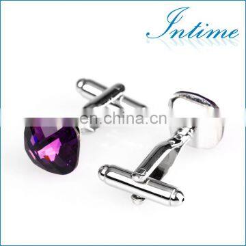 Simple Deluxe Purple Rhinestone Jewelry Unisex Shirt Cufflinks Brand