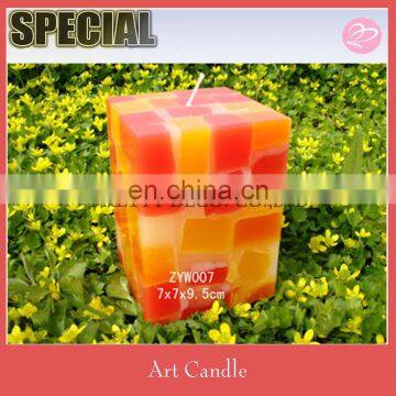 Orange and red color decorative soy wax candle