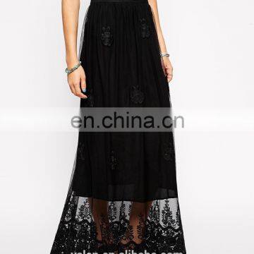 2015 A/W Embroidered Maxi Skirt In Lace