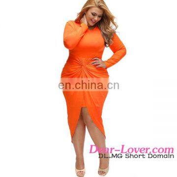 New Cheap Clothing Fashion Slit Long Sleeve Plus Size Sexy Dress photo-5