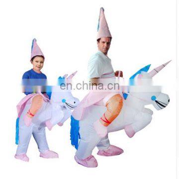 Halloween Inflatable Costumes Lyjenny Unicorn Rider Animal Riding clothing dress for Adults and Kids Ride On Costume