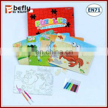 Kids cheap educational puzzle with 12 color pen