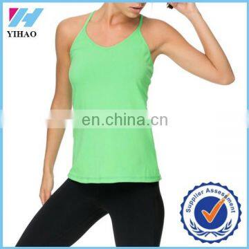 Trade assurance Yihao Activewear Women's sports Neon green mesh gym running tank top