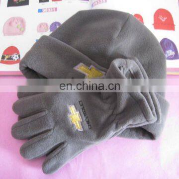 winter polar fleece beanie hat and glove sets