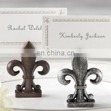 Silver-Colored Fleur de Lis Place Card Holder