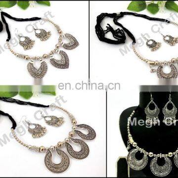 Ethnic Tribal silver Plated Necklace- GARBA NAVRATRI DANDIYA JEWELLERY NECKLACE SET- Ethnic Tribal Design Navratri Necklace