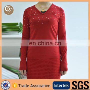 Women wholesale with beading cashmere knit sweater